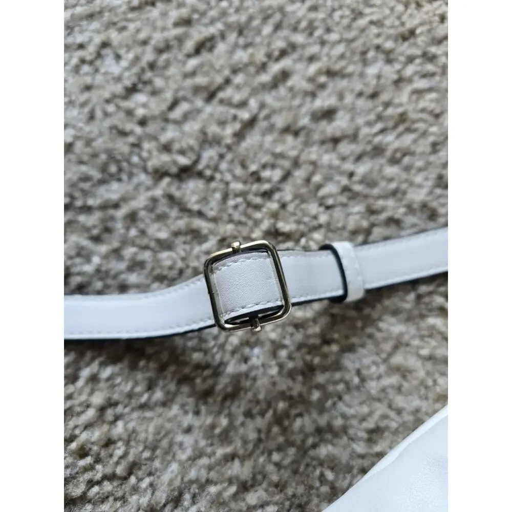 Mango White Crossbody Bag Adjustable Strap Zipper Accent Casual Solid Women - Picture 5 of 6